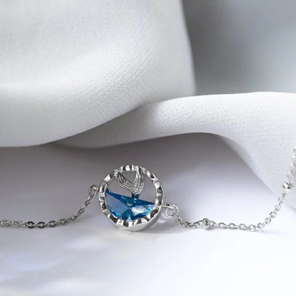925 Sterling Silver Blue Zircon Mermaid Bracelet - Picture 6 of 15